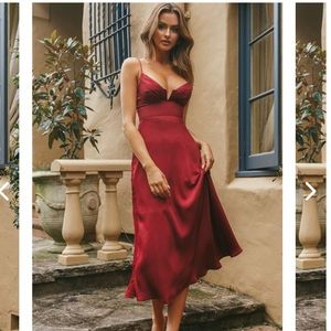 Brand new cherry fitted bodice midi dress